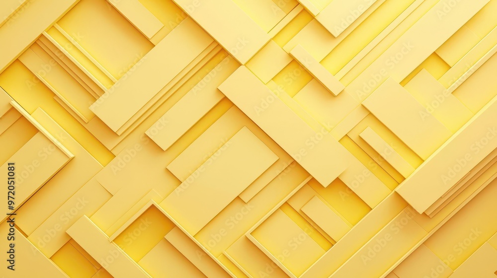 Poster abstract maze folded paper design, yellow background 3d simulation.