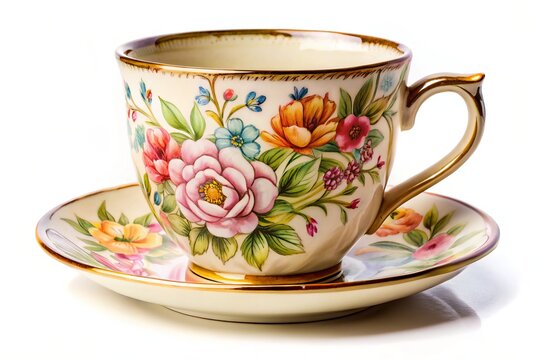 Elegant ceramic coffee cup boasts a soft handle and intricate floral design, exuding understated sophistication and inviting warmth.