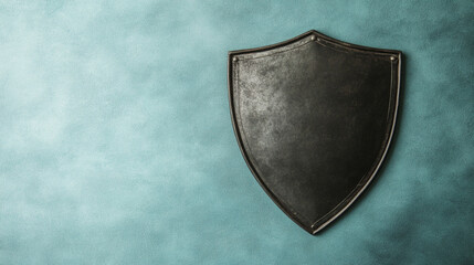 Cybersecurity concept featuring a shield icon on a clean blue background, symbolizing protection, security, and digital safety