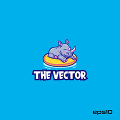 Fototapeta premium Chilling rhinoceros logo, vector, mascot, character, cartoon, illustration, eps10