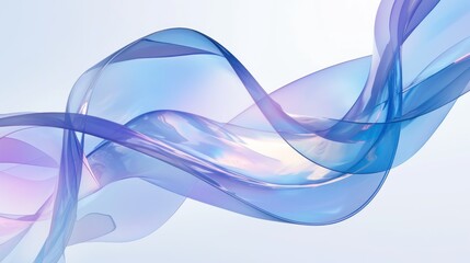 Naklejka premium Dramatic futuristic cinematic three intertwined digital ribbons made of holographic glass in light blue and purple, elegant curves, soft edges, smooth shapes, simple composition