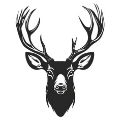Deer head silhouette vector art style outline with white background
