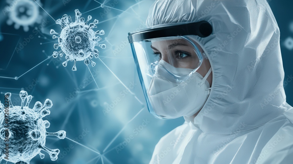 Poster biosafety training session with scientists learning about safe laboratory practices