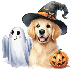 Cute Dog Halloween clipart watercolor 