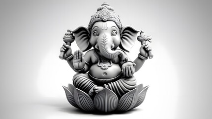 Ganesha sculpture figurine cute on white background.