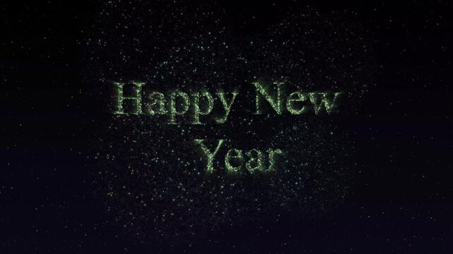 Happy New Year firework with golden glitter stars