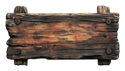 Fototapeta premium Vintage Wooden Sign with Rustic Bolts on Transparent Background