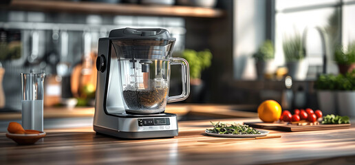 A blender in modern kitchen counter. Generative AI.