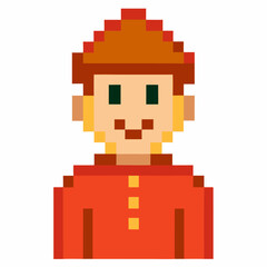 Pixel Art Character Smiling Retro Game Avatar 8 bit Graphic Design