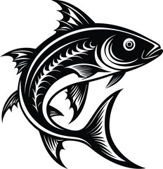 black fish vector illustration silhouette, Print