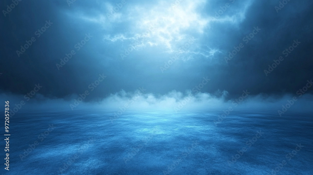 Poster smooth gradient transitions from light to dark shades of blue, creating a calming and minimalistic b