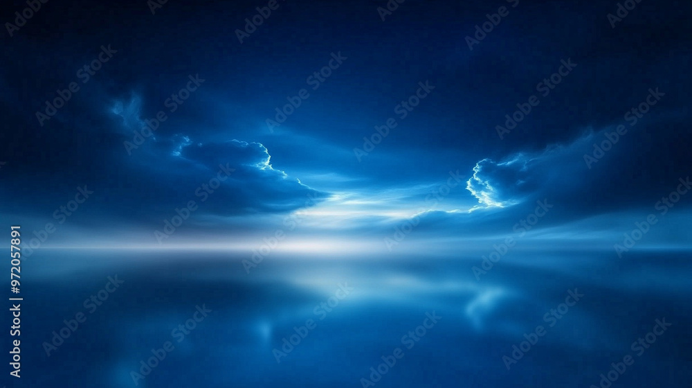 Poster smooth gradient transitions from light to dark shades of blue, creating a calming and minimalistic b