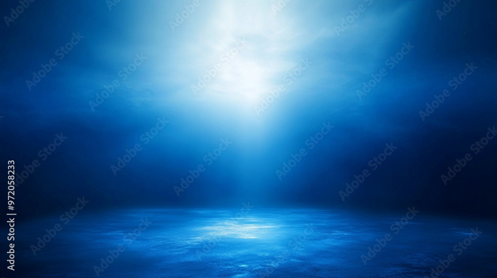 Poster smooth gradient transitions from light to dark shades of blue, creating a calming and minimalistic b