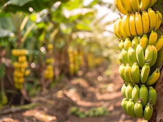 Naklejka premium Sustainable Innovations in Large-Scale Banana Farming for Environmental Conservation