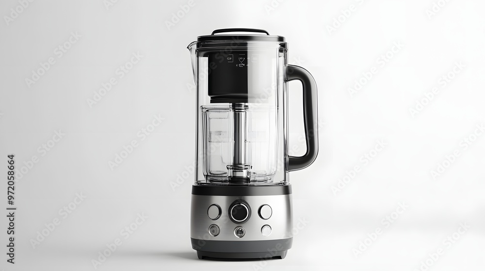 Poster 137. a detailed 3d render of a sleek high-end blender with multiple settings, isolated on a pristine