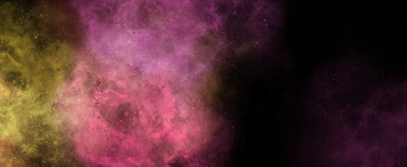 a reddish space banner