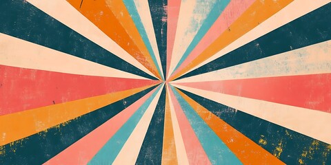 Retro Groovy Sunburst Pattern for 70s Graphic Prints on a Vintage Background