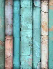 Vintage textured background with distressed turquoise and beige paper rolls
