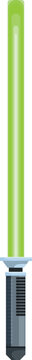 Green lightsaber glowing on a white background