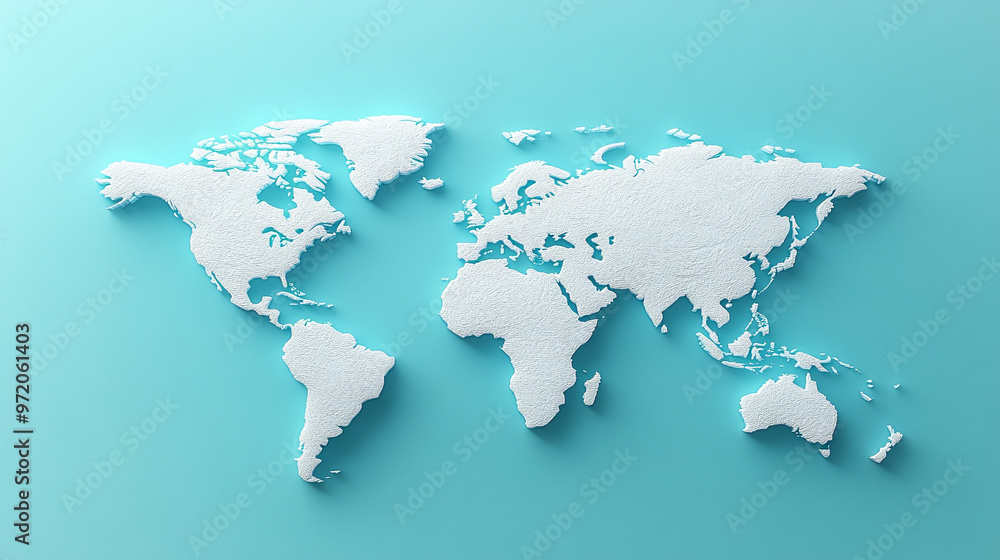 Poster 3d world map rendered on a soft blue gradient background. the sleek design highlights global connect