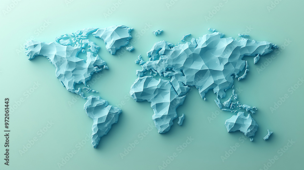 Poster 3d world map rendered on a soft blue gradient background. the sleek design highlights global connect
