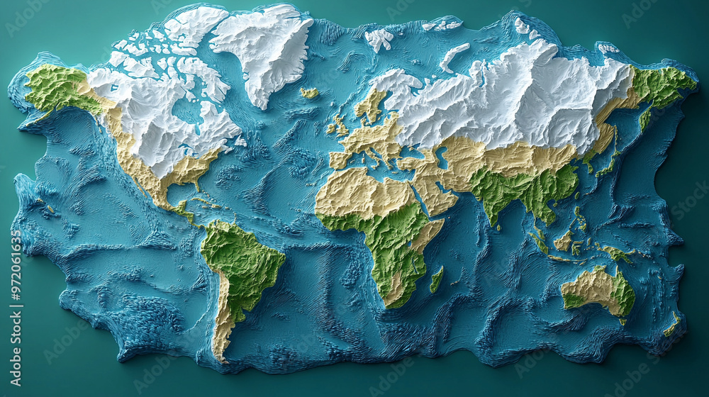 Poster 3d world map rendered on a soft blue gradient background. the sleek design highlights global connect