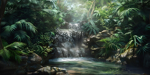 Tropical Jungle Waterfall