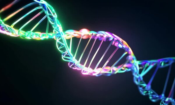 Hologram color of DNA helix on black background