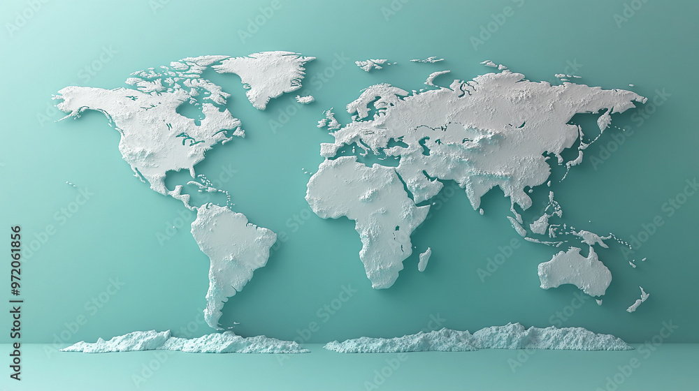 Poster 3d world map rendered on a soft blue gradient background. the sleek design highlights global connect