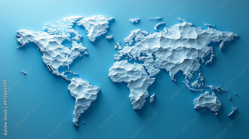 Poster 3d world map rendered on a soft blue gradient background. the sleek design highlights global connect