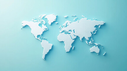 3D world map rendered on a soft blue gradient background. The sleek design highlights global connectivity and simplicity, perfect for modern and clean visuals