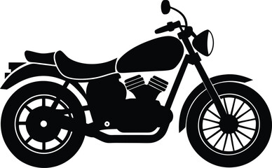 Obraz premium black motorcycle vector illustration silhouette, Print