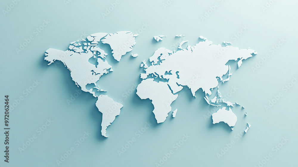 Poster 3d world map rendered on a soft blue gradient background. the sleek design highlights global connect