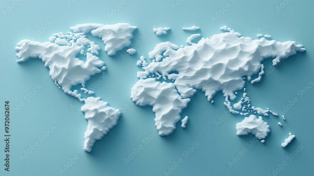 Poster 3d world map rendered on a soft blue gradient background. the sleek design highlights global connect
