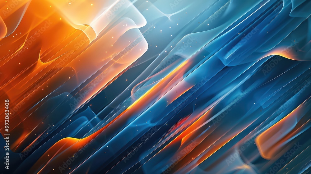 Poster Depict an abstract background with intersecting blue and orange lines. Generative AI.