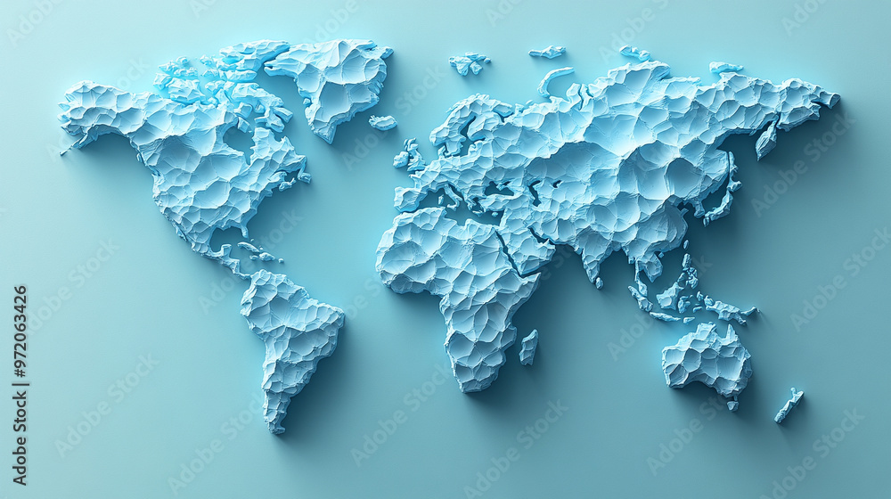 Poster 3d world map rendered on a soft blue gradient background. the sleek design highlights global connect