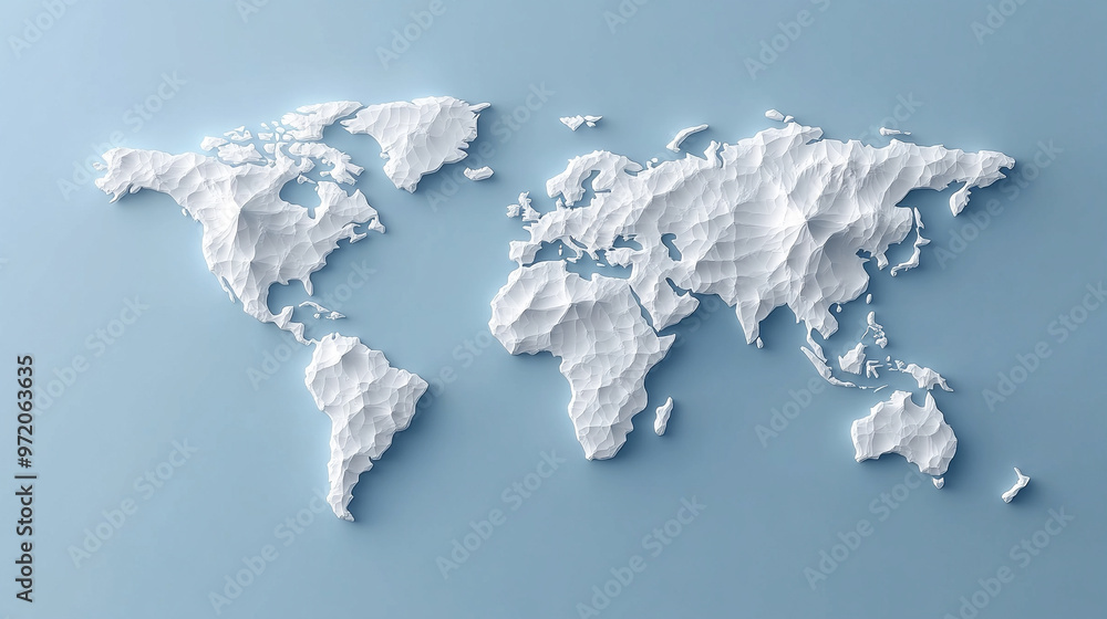 Poster 3d world map rendered on a soft blue gradient background. the sleek design highlights global connect