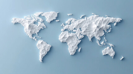 3D world map rendered on a soft blue gradient background. The sleek design highlights global connectivity and simplicity, perfect for modern and clean visuals