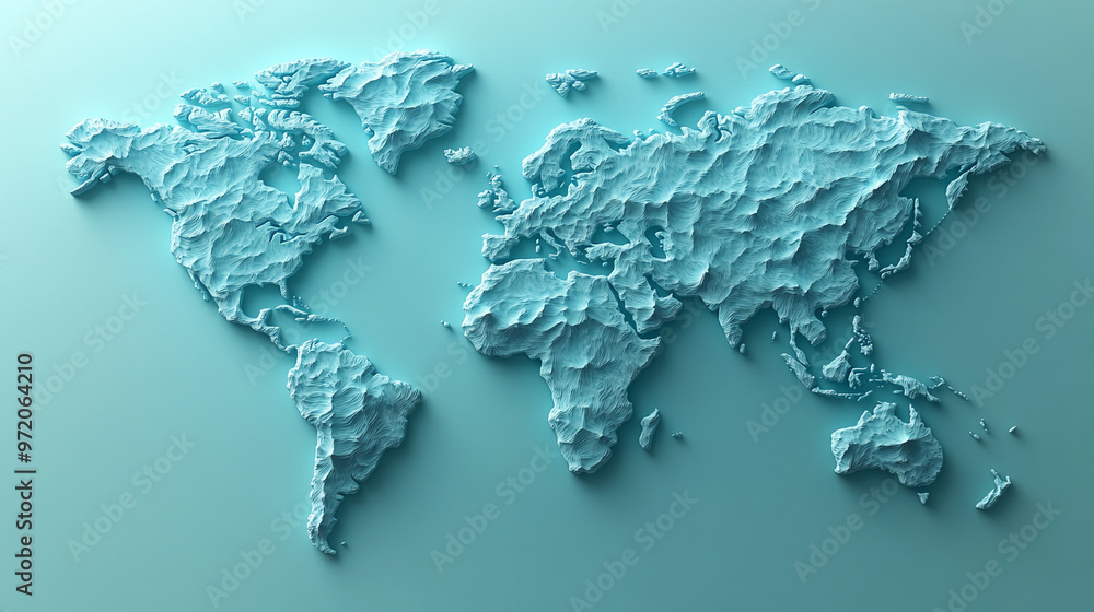 Poster 3d world map rendered on a soft blue gradient background. the sleek design highlights global connect