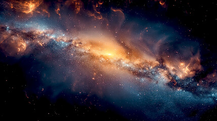 Cosmos, space and spiral universe galaxy on darkbackground with light, pattern and color glow solar...