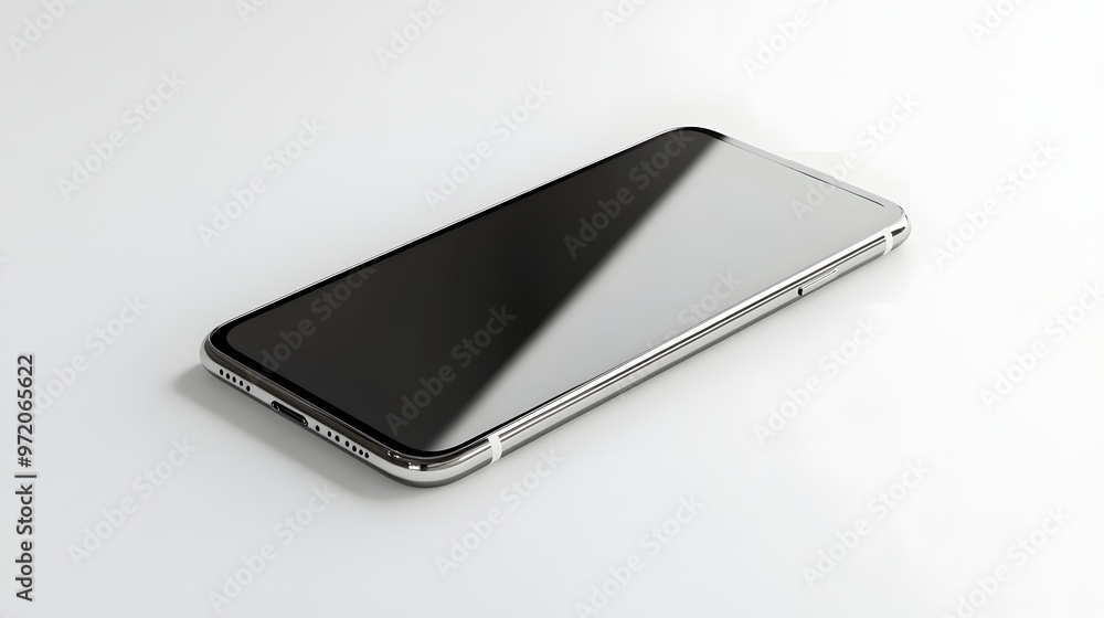 Aufkleber 4. a realistic 3d render of a sleek modern smartphone with a glossy screen, isolated on a pristine w