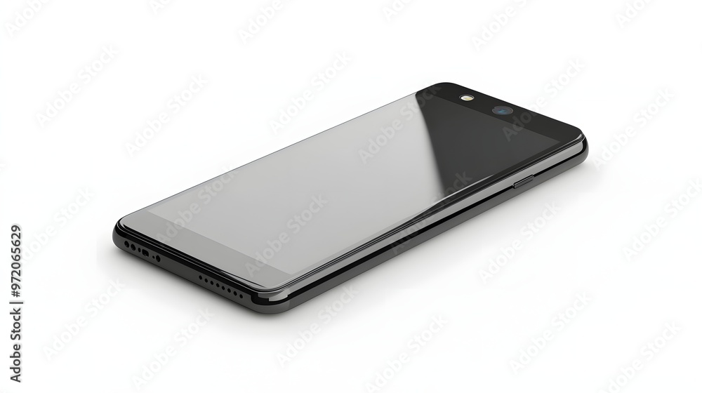 Aufkleber 4. a realistic 3d render of a sleek modern smartphone with a glossy screen, isolated on a pristine w