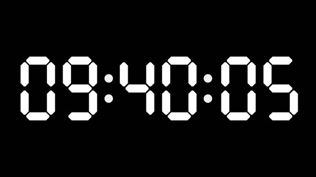 09:40 - 60 Second Full-Screen Countdown Timer with 7-Segment Display | 9:40 AM (Nine O'Clock Forty Minutes) | Nine O'Clock, Forty Minutes