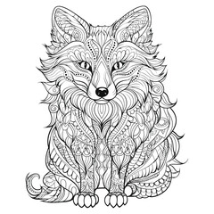 Fox Mandala Lineart Vector
