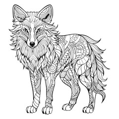 Fox Mandala Lineart Vector