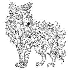 Fox Mandala Lineart Vector
