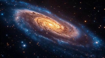 Cosmos, space and spiral universe galaxy on darkbackground with light, pattern and color glow solar system. Galaxy, infinity and planets in milky way with nebula shine, dark sky and stars 