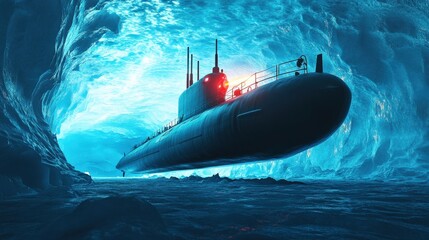 A submarine is in a tunnel of water