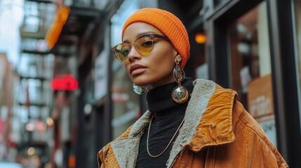 Empowering Gen Z Fashionista Embracing Gender-Fluid Style with Sustainable Upcycled Accessories in Inclusive Streetwear Looks