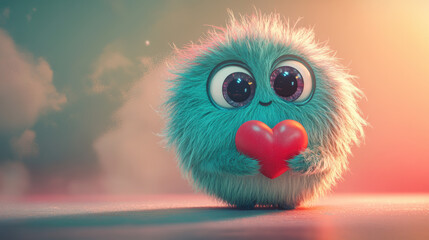 Fototapeta premium Cute Fuzzy Heart.